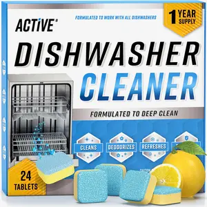 Dishwasher Cleaner And Deodorizer Tablets - 24 Pack High Performance Deep Cleaning Descaler Pods Formulated To Clean Dish Washer Machine, Heavy Duty And Septic Safe, Natural Remover For Limescale, Hard Water, Calcium, Odor, Smell - 12 Month Supply