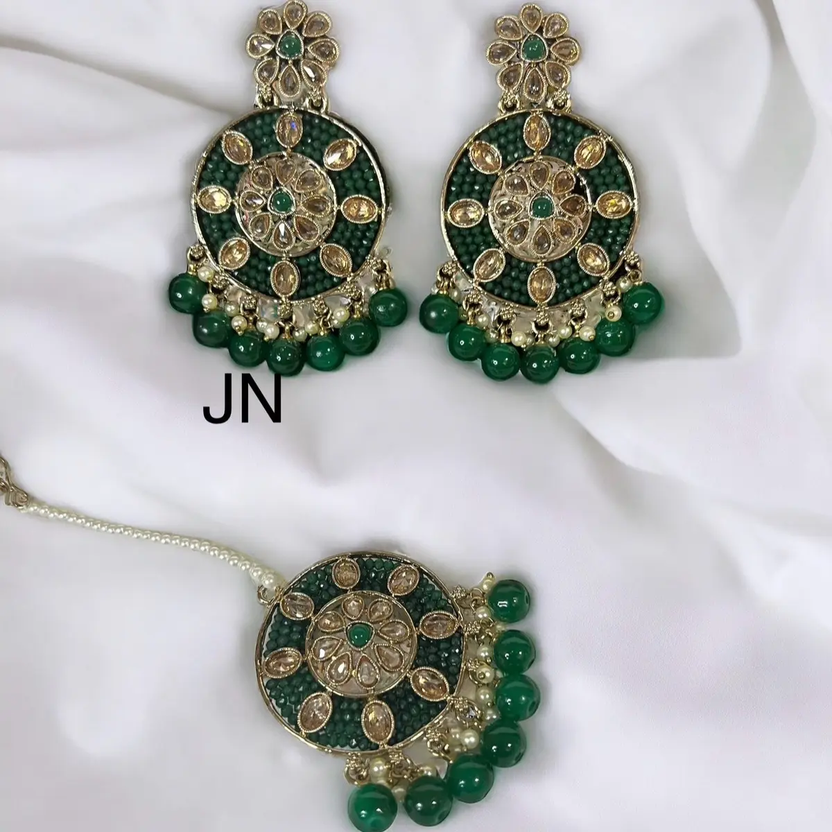 Polki earrings with tikka