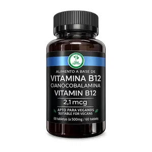 High Supreme Vitamin B12 500mg – Cyanocobalamin B12 Supplement – 60 Vegan Tablets – Supports Energy Metabolism, Nervous System Health & Brain Function – Plant-Based Essential Nutrients – Non-GMO Dietary Supplement