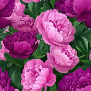 Purple and Pink Peony Flowers Pattern 9 Quilting Cotton Fabric