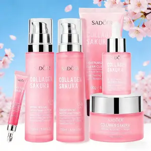 Sakura Collagen Hydrating Glow 6-Piece Skincare Set, Deep Moisture, Plump & Brighten, Gentle Complete Care Kit, Moisturizing Hydrating Kit