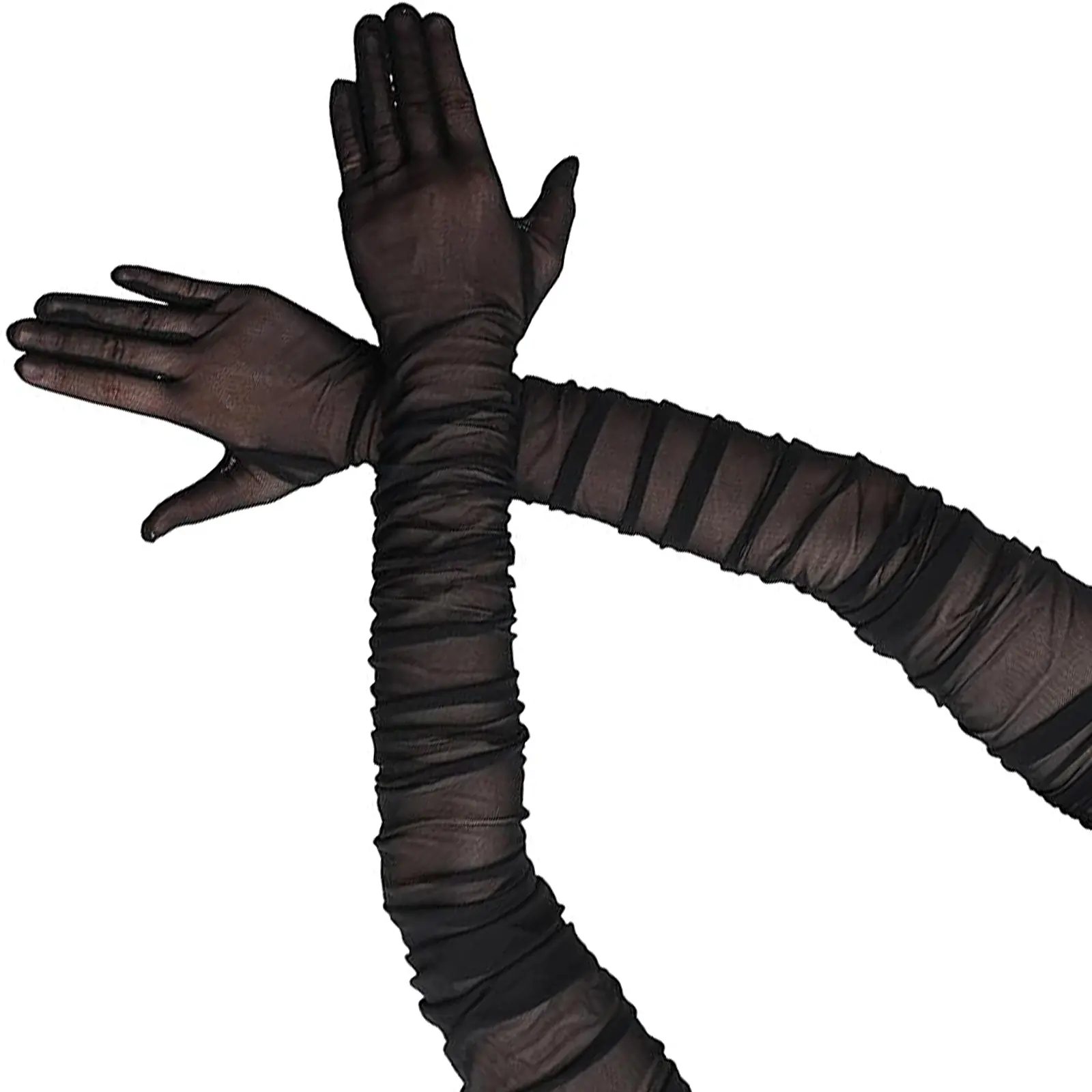1 Pair of Women's Sexy Sheer Gloves Mesh Tulle Super Long Gloves Opera Costume Party Dance Finger Gloves for Wedding Engagement Evening Tea Parties Cosplay Prom