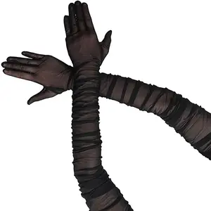 1 Pair of Women's Sexy Sheer Gloves Mesh Tulle Super Long Gloves Opera Costume Party Dance Finger Gloves for Wedding Engagement Evening Tea Parties Cosplay Prom