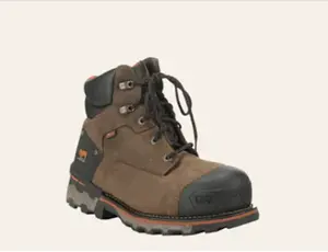 Timberland PRO Men's Boondock Brown Waterproof Round Composite Toe Lace Up Work Boot color Distress