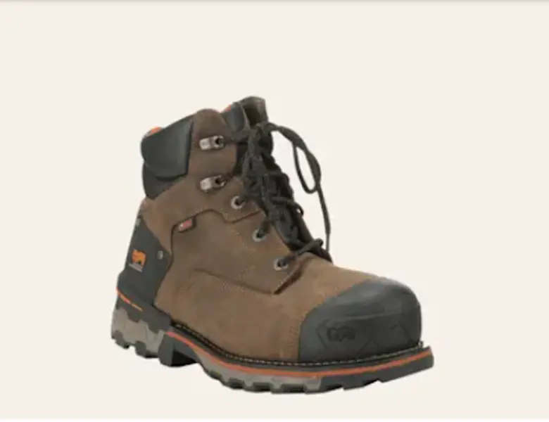 Timberland PRO Men's Boondock Brown Waterproof Round Composite Toe Lace Up Work Boot color Distress