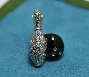 Rhinestone Bowling Pin And Bowling Ball Brooch, Sports Pin