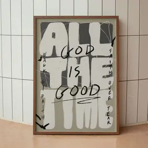 Christian Poster, God Is Good All The Time Print,Christian Wall Art, Modern Christian Art, Neutral Trendy Retro Christian Quote Print