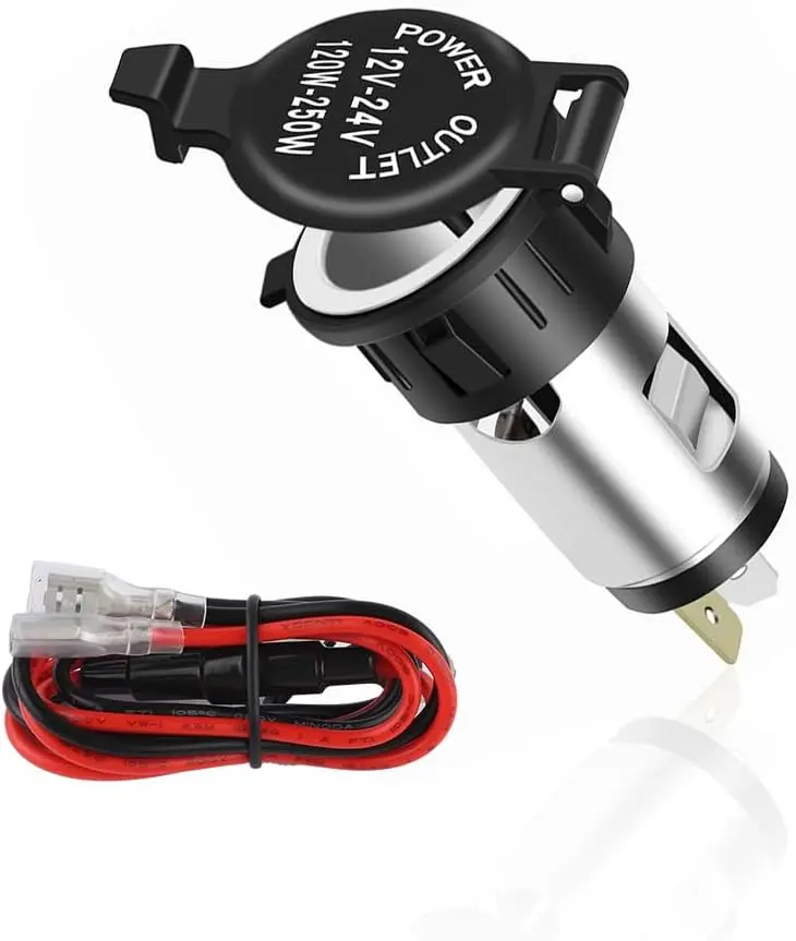 12V Cigarette Lighter Socket,Car Cigarette Lighter Socket with Waterproof Cover & Extension Cable,Universal Car Accessories Lighter Power Outlet Socket Fits Car SUV Truck (1PCS)