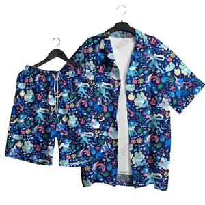 2026 Trend Funny Froakie Greninja poke PKM Set Hawaiian Shirt Shorts - mon Breathable, Comfortable, Short Sleeves, Halloween, Summer Vacation, Perfect Gift for Him, Papa Tropic, Beach Trips Multicolor Top
