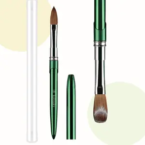 100% Kolinsky Acrylic Nail Brush Design Green Metal Handle Professional Manicuring Good Quality for Polish Powder Size 2#-18#