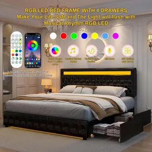 Luxury Adjustable Headboard LED Storage Bed 😍