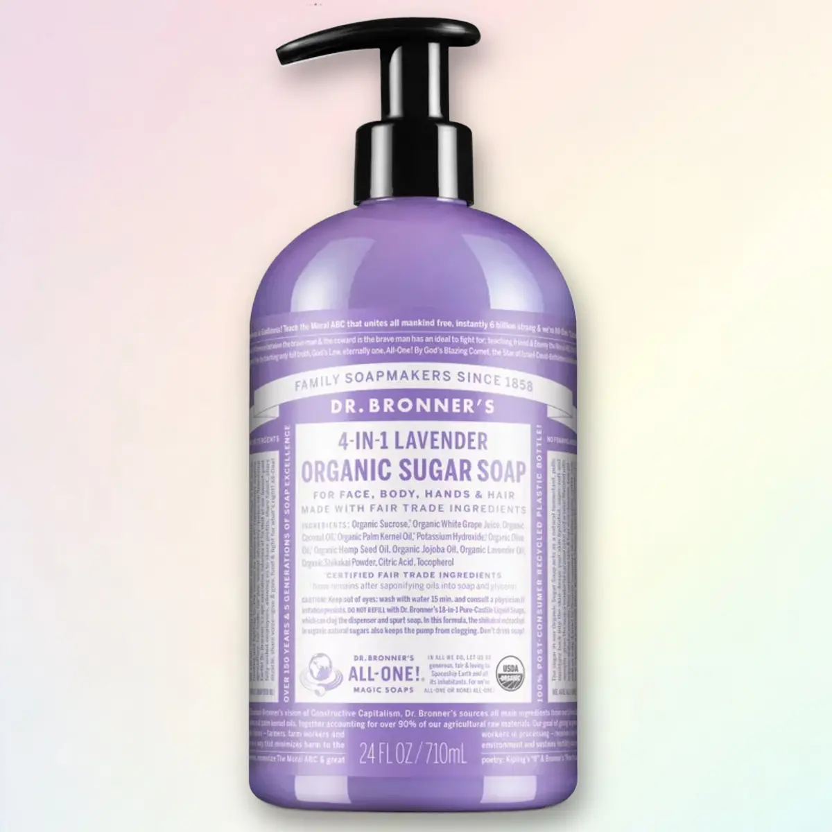 Dr. Bronner's Lavender Liquid Soap 24fl oz - Organic Soap, for Body Face, Lavender Scent
