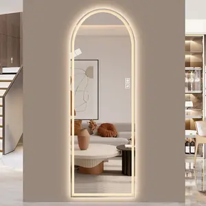 65" x 21" Arched LED Full Length Mirror, Dimmable,  High Definition & Explosion-Proof, Full-Length Standing or Wall-Mounted