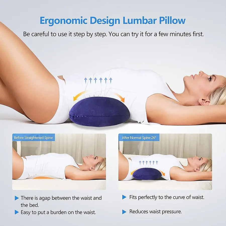 Inflatable Travel Lumbar Pillow, Ultimate Waist Support for Long Flights, Cars, Buses, Trains, Office, Waterproof, Multi-Purpose, Portable