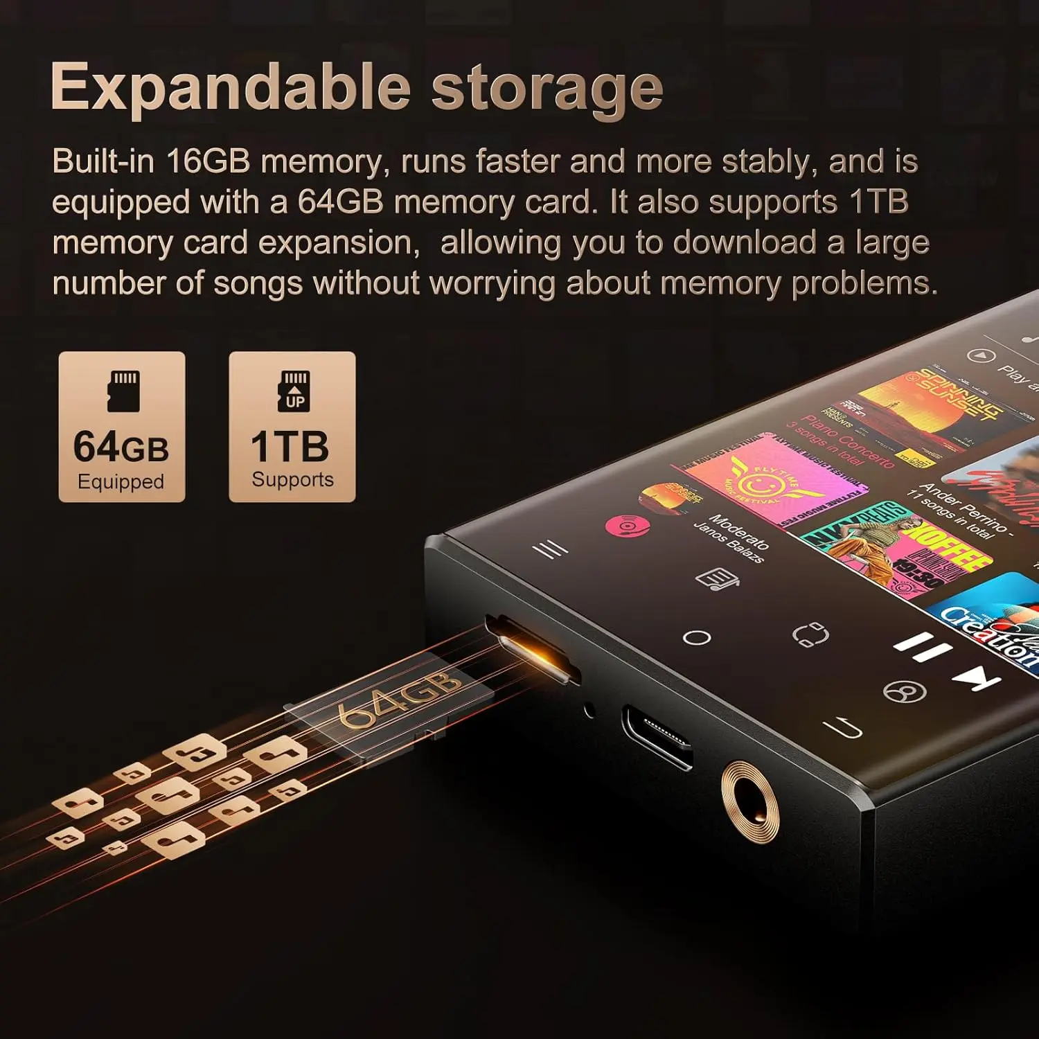 T*y様 Oilsky MP3Player bluetooth LDAC,SBC Oilsky Portable MP3 Player Black 32GB Bluetooth 5.0 FM Radio Touch