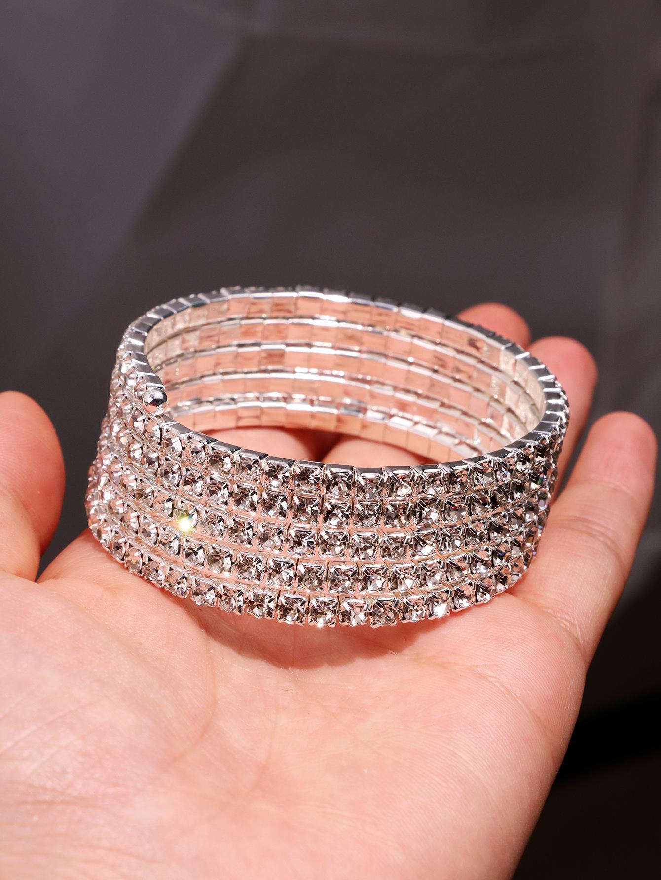 One piece: a fashionable, stylish, elegant, exquisite multi-layer rhinestone bracelet/arm ring for women—versatile jewelry suitable for everyday wear, holidays, and parties; ideal as a gift.