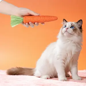 Kitten Teething Toys for Indoor Cats, Cat Chew Toy Natural Sisal Cat Teething Toys Orange Carrot Interactive Cats Kicker Toy Interactive Kitten Kicker for Indoor Kitty Exercise
