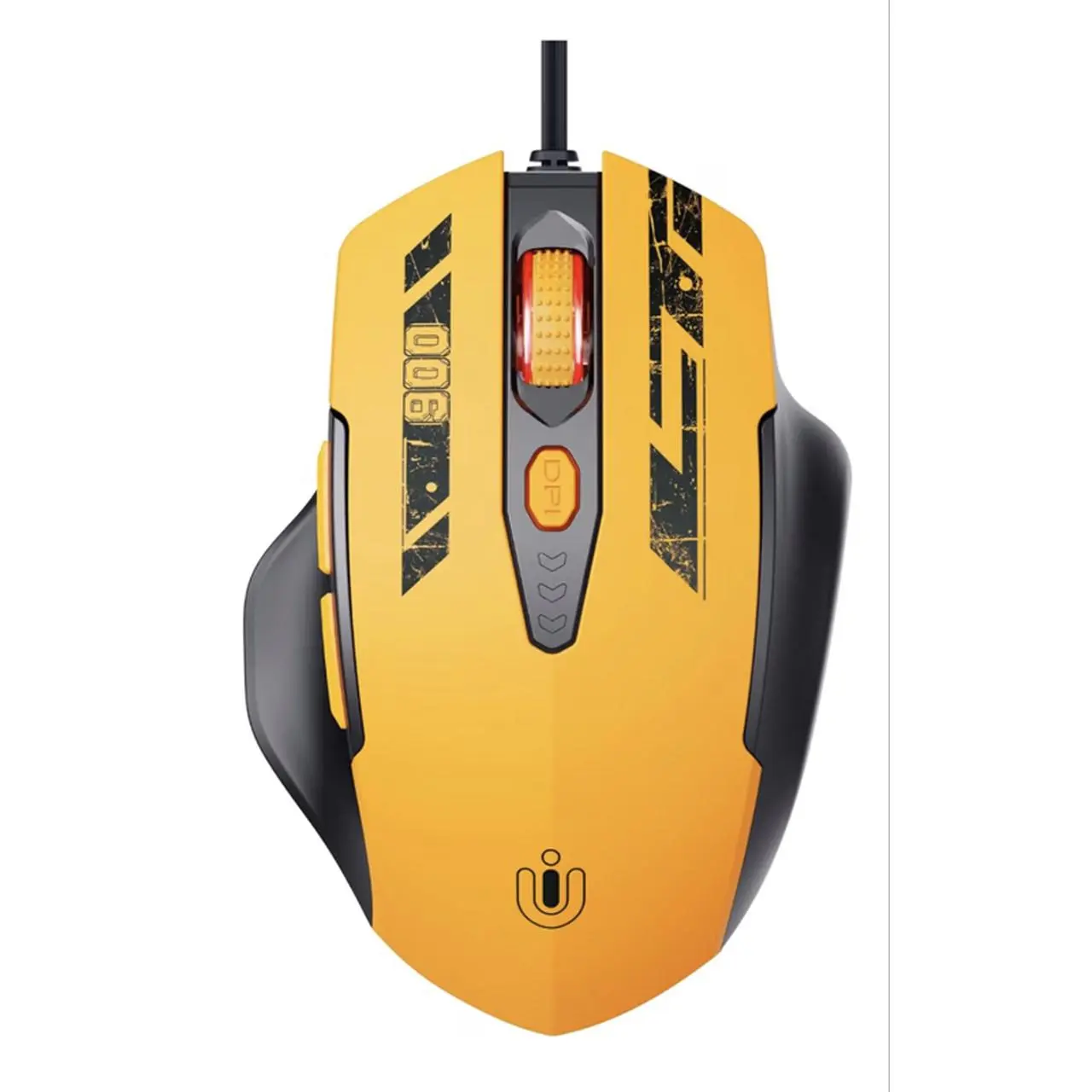 Uineer Wired Mouse, USB-A Computer Mouse with 6 Buttons,Adjustable Plug-and-play USB-A wired connection with 6 programmable buttons, 7200 DPI and a 1.5 m cable. Yellow Color