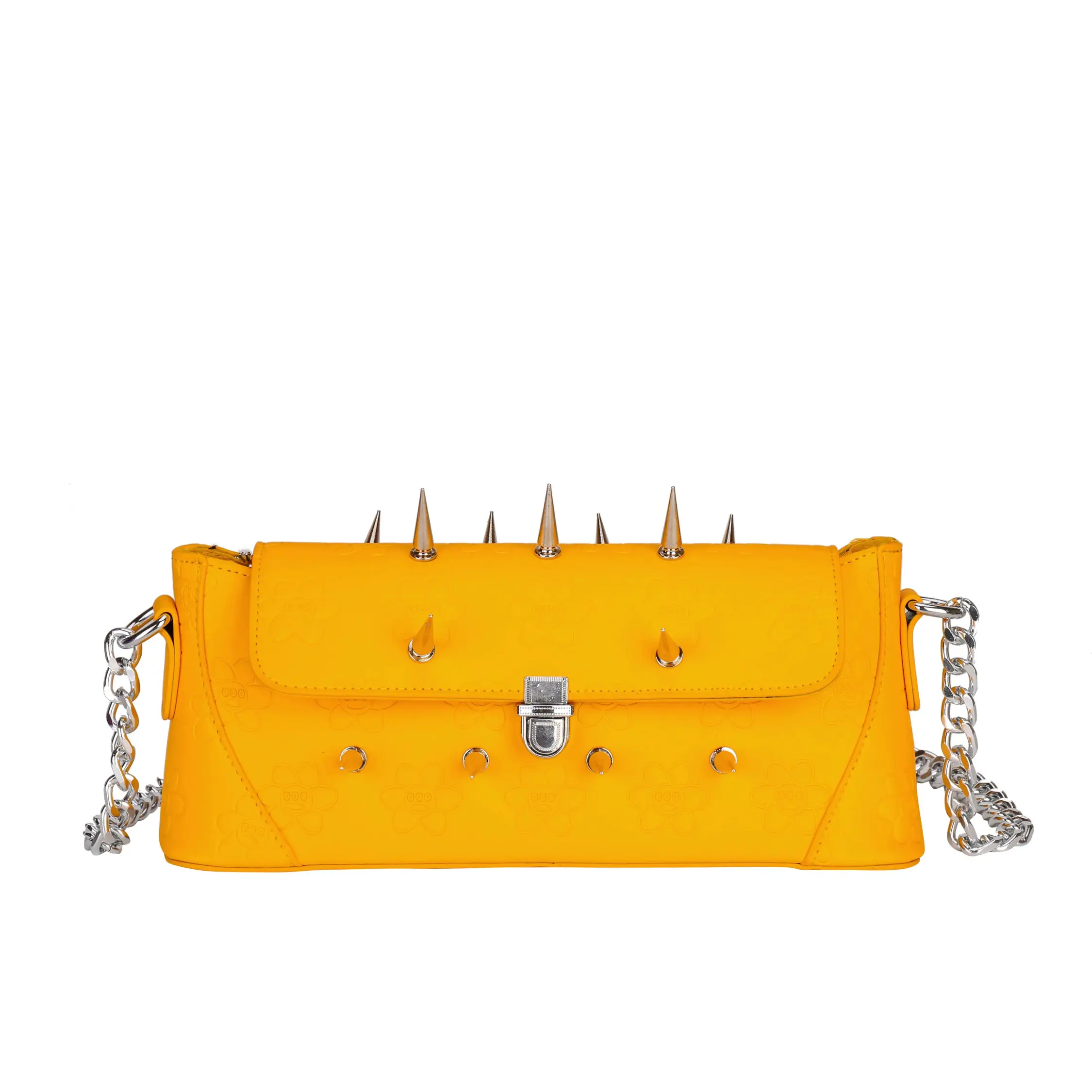 DevyMortals Monster Daisy Stamped Handbag - Vegan Leather, Spiked Rivets, Chain Handle, Waterproof, Lightweight