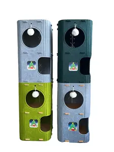 2-Tier Felt Cat Condo – Multi-Level Cat House with Top Perch & Play Ball | Space-Saving Cat Cave for Small Apartments