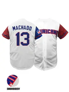 Men's Dominican Republic #13 Stitched Baseball Jersey, Short Sleeve V-Neck Button Up Shirt, Breathable Mesh Athletic Tee for Game Day & Streetwear, Unisex (White/Black)