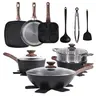 Contemporary 17-Piece Aluminum Non-Stick Cookware Set - Non-Toxic Coating, Stay-Cool Handles, Round & Square Pots, 4 Pan Protectors, All-Stovetop Use, Easy Clean Kitchen Home Cooking Supplies