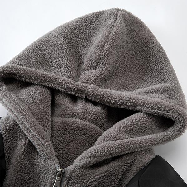 Men's Fashion Black Puffer Jacket - Removable Fleece Hood, Quilted Design, A Winter Must-Have for Warmth & Style