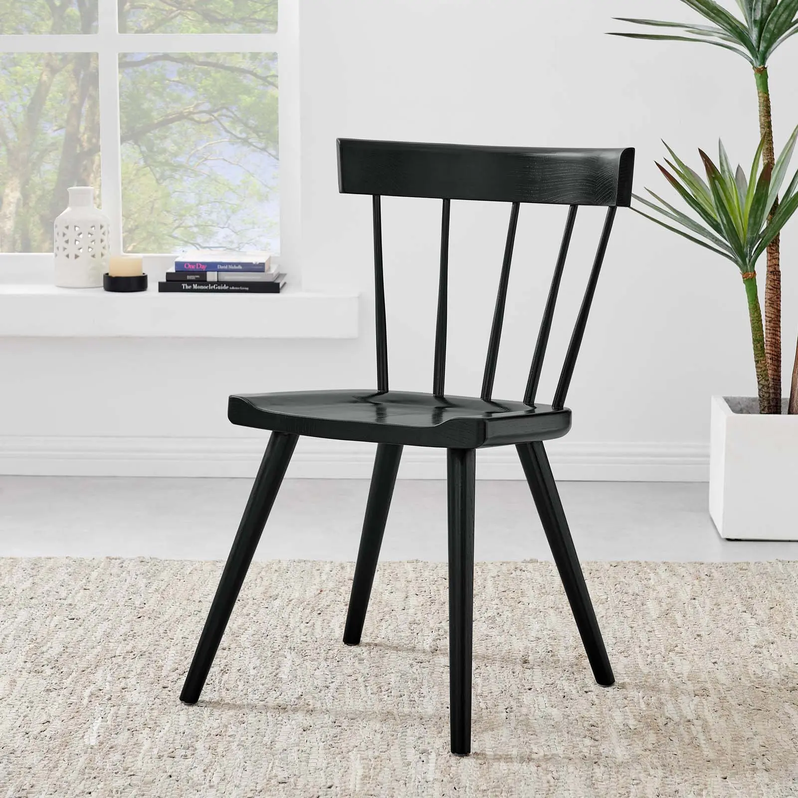 Modway Sutter Wood Dining Side Chair in Black