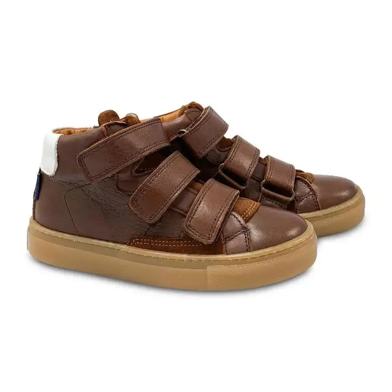 Atlanta Mocassin Brown Velcro Hi Top Sneaker