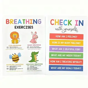 Kids' Classroom Calm Corner Posters - SEL Decor for Emotional Regulation, Feelings Wheel, Coping Skills, Breathing Exercises & Anxiety Relief Wall Charts