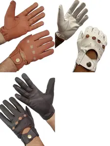 Unisex thin unlined Police holes Car Driving Fashion Sheep 100% Leather Gloves
