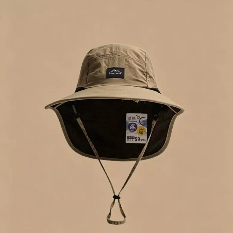 Wide Brim Bucket Sports & Outdoor Hat - Unisex Parent-Child Style Beach Sun Protection Hat with Neck Flap, Ideal for Camping, Hiking, Beach Sun Hat, Sun Protection Hats