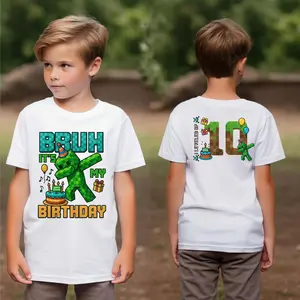 Birthday Shirt for Boys, Bruh It’s My Birthday T-Shirt, Personalized Age Back Print, Gamer boys Birthday Outfit, Front & Back printing