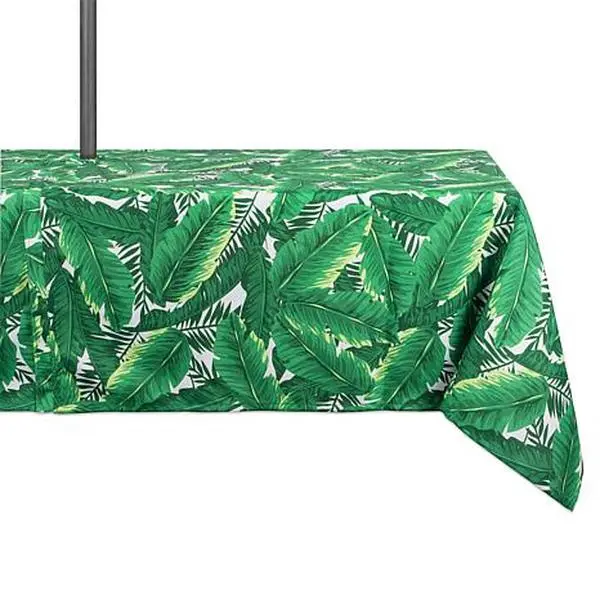 Design Imports Banana Leaf Outdoor Tablecloth with Zipper 60" x 84"