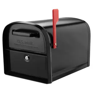 Architectural Mailboxes Oasis 360 Modern Galvanized Steel Post Mounted Black Locking Mailbox, 11.5 x 11.3 x 19.96 in.