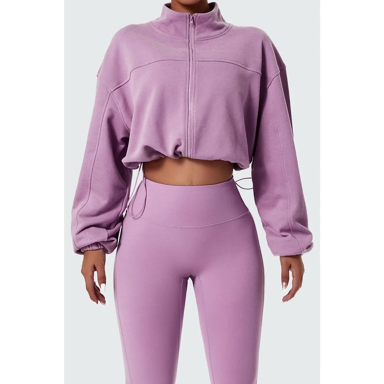Full-Zip Cropped Sweatshirt Relaxed Fit