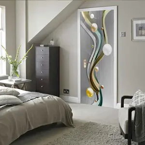 Door Sticker, 2 Sheets Removable Waterproof Door Sticker, Self-adhesive Wallpaper, Decorative Sticker for Home Living Room Bedroom