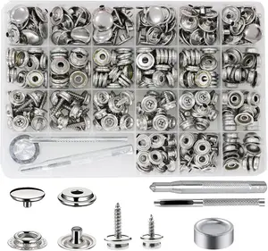 Pieces Canvas Snap Kit, BetterJonny Stainless Steel Screws Snaps Marine Grade Canvas Upholstery Boat Snaps Fastener Press Stud Cap with  Setting Tools Material Hole Punch for DIY Cover Leather