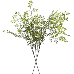 2PCS 43.3" Green Nandina Faux Branches Artificial Plants, Fake Green Stems for Vase, Decorative Greenery for Shop Garden Office Home Decor