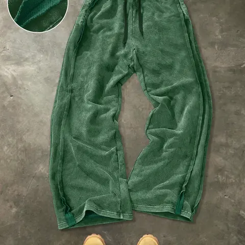 Fashion Vintage American Washed Wide-Leg Pants, Unisex Casual Trendy Loose Trousers with Soft Comfortable Fit