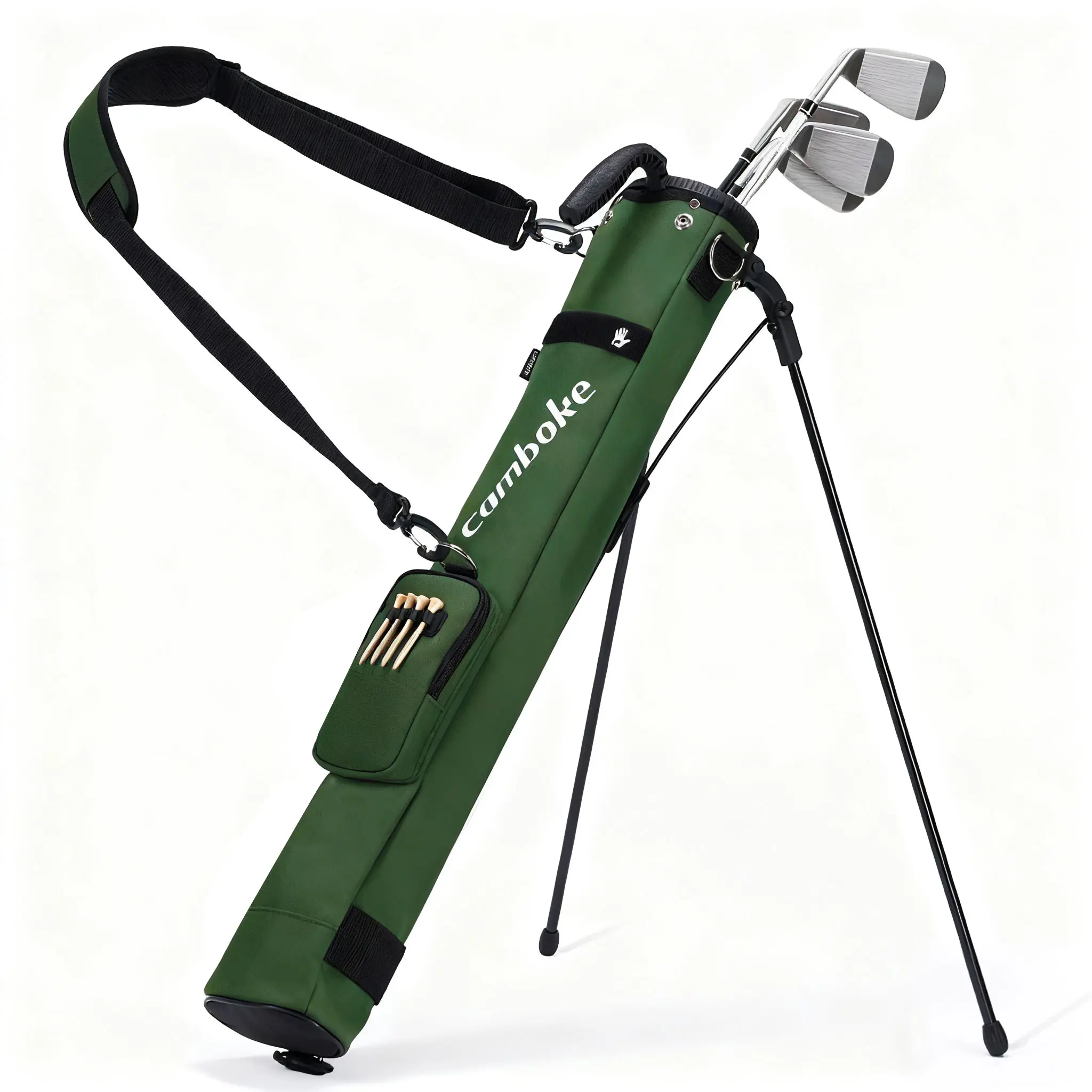 CAMBOKE Lightweight Golf Stand Bag, Portable and Durable Golf Carry Bag with Padded Strap and Pocket, Sunday Bag for The Driving Range, 2-Way Divider Practice Bag for Men and Women