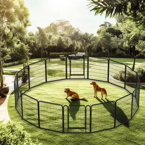16 Panels Heavy Duty Metal Playpen with door,31.7"H Dog Fence Pet Exercise Pen for Outdoor    RR