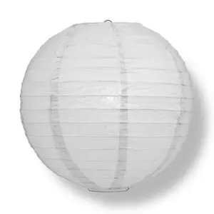 24 Inch Gray / Grey Parallel Ribbing Round Paper Lantern