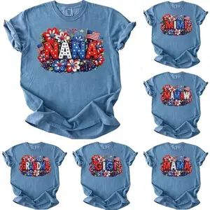 Custom Comfort Colors Nana 250 Grandma 4th of July Patriotic Gigi Red White Blue Family Nanny Mimi Lolly T-shirt Graphic Tee, Apparel Made In The USA		