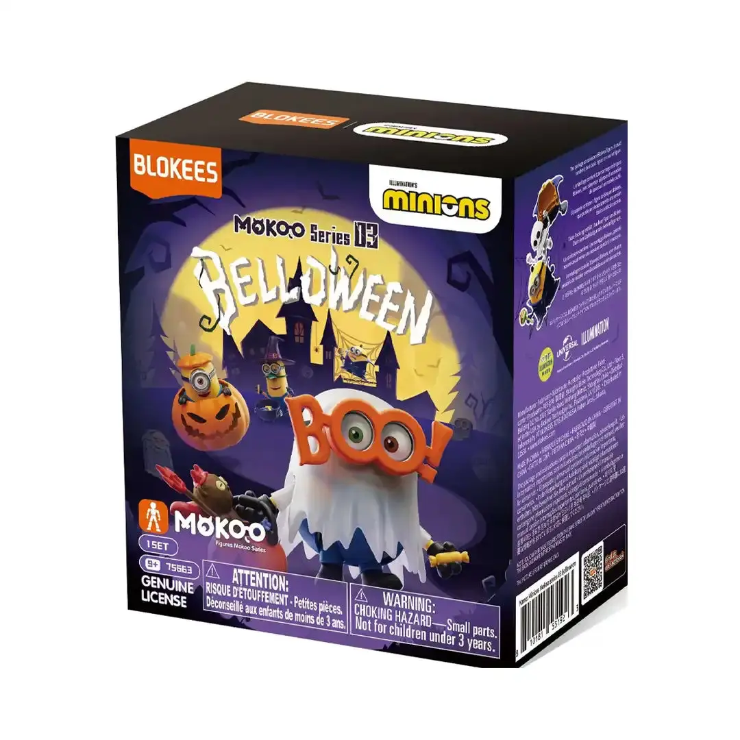 Blokees Minions Mokoo Series 03 Halloween Blind Box - Pre-Painted Single Fig, Poseable Parts, Snap-Together Plastic Kit Collectible Figurine
