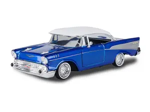 1957 Chevrolet Bel Air Lowrider Blue w/ White Top (Get Low) Diecast 1:24 Scale Model - Motormax 79030BL