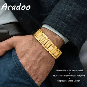 Bracelet Magnetic Titanium Steel Link Chain Men's Wristband - Classical Look, Deployant Clasp Design, Male Fashion Jewelry, Ideal Gift