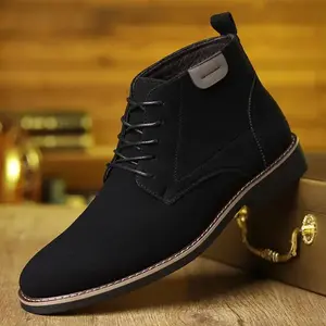 Men's classic British style frosted black short boots - casual retro appearance, durable anti slip rubber sole, comfortable PU lining with straps Women Boy
