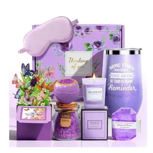 Birthday Gift for Women – Spa Gift Set, Relaxing Self-Care Package, Unique Get Well Soon & Christmas Stocking Gifts for Mom, Wife, Sister, Friend (Lavender)