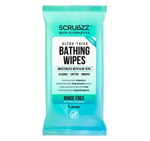 Extra Large Bath Wipes for Adults Bathing No Rinse - 10 Disposable Body Cleansing Wipes for Men & Women - Great for Gym, Camping, Post Surgery